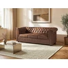 Image de Canapé 3 places convertible en microfibre aspect cuir vieilli CHESTERFIELD