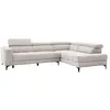 Image de Canapé dangle droit relax avec assise coulissante électrique en tissu beige MONISO