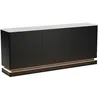 Image de Buffet 3 portes avec LEDs en MDF - Noir et effet marbre blanc - DEVIKA