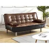 Image de Canapé 3 places convertible clic-clac en microfibre vieilli marron MISHAN II