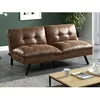 Image de Canapé convertible clic-clac 3 places en microfibre vieillie marron PEGULA II
