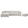 Image de Canapé dangle gauche et pouf en tissu chiné beige DILOME