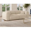 Image de Canapé 3 places convertible express en velours côtelé beige - Couchage 140 cm - Matelas 13 cm mémoire de forme POGNIA