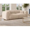 Image de Canapé 3 places convertible express en velours côtelé grosses côtes beige - Couchage 140 cm - Matelas 13 cm mémoire de forme POGNIA