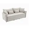 Image de Canapé 3 places convertible en tissu beige avec assise à mémoire de forme SITALA