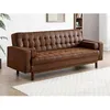 Image de Canapé convertible clic-clac en microfibre marron vintage ELEANOR II