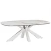 Image de Table basse en verre trempé céramique et métal - Effet marbre blanc - DERIYA de Maison Céphy