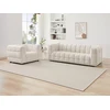 Image de Canapé 3 places et fauteuil en tissu bouclette blanc ivoire LERICI