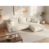 Image de Canapé d'angle convertible et réversible en velours côtelé beige NESSARO