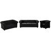 Image de Canapés 3 places 2 places et fauteuil en simili noir CHESTERFIELD