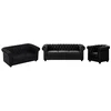Image de Canapés 3 places, 2 places et fauteuil en simili noir CHESTERFIELD