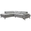 Image de Canapé dangle gauche convertible avec dossier méridienne en tissu texturé gris SURDELI