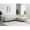 Image de Canapé d'angle droit convertible en velours côtelé beige NURAZIO
