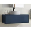 Image de Meuble de salle de bain suspendu coloris bleu nuit avec simple vasque ronde - 94 cm - TEANA II