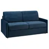 Image de Canapé 3 places convertible express en velours bleu nuit avec assise mémoire de forme - Couchage 140 cm - Matelas 14 cm CALIFE