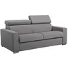 Image de Canapé 3 places convertible express en tissu gris - couchage 140 cm - Matelas 22 cm mémoire de forme et assise mémoire de forme