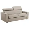 Image de Canapé 3 places convertible express en tissu beige avec assise mémoire de forme - Couchage lattes larges 140 cm - Matelas 22 cm