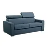 Image de Canapé 3 places convertible express en tissu bleu - couchage 140 cm - Matelas 22 cm mémoire de forme et assise mémoire de forme