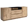 Image de Buffet avec 2 portes 2 tiroirs et 1 niche - Naturel clair et Noir - CEMILINA