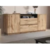 Image de Buffet avec 2 portes, 2 tiroirs et 1 niche - Naturel clair et Noir - CEMILINA