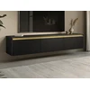 Image de Meuble TV suspendu ou   poser avec 3 portes en MDF - Noir et dor © - POSINIA