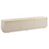 Image de Meuble TV suspendu ou à poser avec 3 portes en MDF - Beige et doré - POSINIA