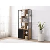 Image de Bibliothèque avec rangements et 1 porte coulissante en MDF et acier - Naturel et Noir - YALENA