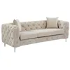 Image de Canapé 3 places chesterfield en velours beige EDWINA