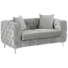 Image de Canapé 2 places chesterfield en velours gris clair EDWINA