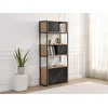 Image de Bibliothèque avec 4 portes et 2 niches en MDF et acier - Effet marbre noir et naturel - YELANIA