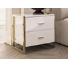 Image de Lot de 2 tables de chevet 2 tiroirs - MDF - Blanc laqué et doré - OMBRELIA