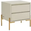 Image de Table de chevet 2 tiroirs - MDF et métal - Beige et doré - KORASA