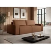 Image de Canapé 4 places convertible en tissu effet cuir marron AMELIA
