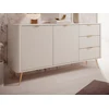 Image de Buffet 2 portes et 3 tiroirs en MDF - Beige et doré - ELONARIA II