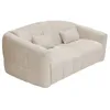 Image de Canapé 3 places convertible express en tissu bouclette beige - Couchage 140 cm - Matelas 13 cm RETUNA II
