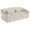 Image de Canapé 3 places convertible express en velours beige - Couchage 140 cm - Matelas 13 cm RETUNA
