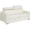 Image de Canapé 3 places convertible express en cuir de buffle blanc - Couchage 140 cm - Matelas 22 cm avec mémoire de forme - VIZIR