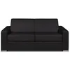 Image de Canapé 3 places convertible express cuir de buffle noir - Couchage 140 cm - Matelas 22 cm avec mémoire de forme - CALITO