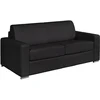 Image de Canapé 3 places convertible express cuir de buffle noir - Couchage 140 cm - Matelas 22 cm avec mémoire de forme - CALITO