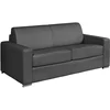 Image de Canapé 3 places convertible express cuir de buffle gris - Couchage 140 cm - Matelas 22 cm avec mémoire de forme - CALITO