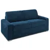 Image de Canapé 3 places convertible express en velours côtelé bleu - Couchage 140 cm - Matelas 22 cm avec mémoire de forme - CALITO