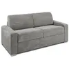 Image de Canapé 3 places convertible express en velours côtelé gris clair - Couchage 140 cm - Matelas 22 cm avec mémoire de forme - CALITO