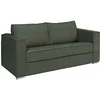 Image de Canapé 3 places convertible express en tissu chenille vert sapin - Couchage à lattes larges 140 cm - Matelas 14 cm LORETO