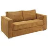 Image de Canapé 3 places convertible express en velours côtelé jaune moutarde - Couchage à lattes larges 140 cm - Matelas 18 cm LORETO