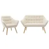 Image de Canapé 2 places et fauteuil en tissu beige CASERTA