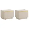 Image de Lot de 2 tables de chevet suspendues ou à poser avec 1 tiroir - MDF - Beige et doré - POSINIA