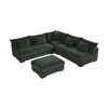 Image de Canapé d'angle réversible et pouf en velours côtelé vert SPERONE