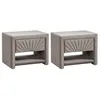 Image de Lot de 2 tables de chevet - 1 tiroir et 1 niche - Velours - Beige - ULAMI