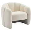 Image de Fauteuil coquillage en tissu chenille beige DELIPO