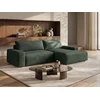 Image de Canapé d'angle droit convertible en tissu texturé vert sapin DAVISO